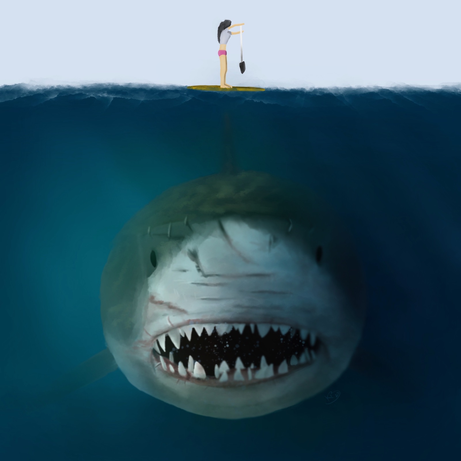 Paddleboarding White Shark — KarlBoghossian